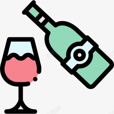 葡萄酒派对和庆祝17线性颜色图标图标