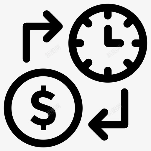 时间就是金钱金钱时间图标svg_新图网 https://ixintu.com 时钟 时间 时间就是金钱 时间管理 薪水 金钱
