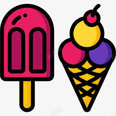 冰淇淋热带28线形颜色图标图标