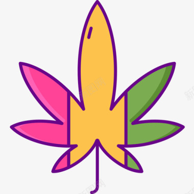 牙买加大麻4线性颜色图标图标