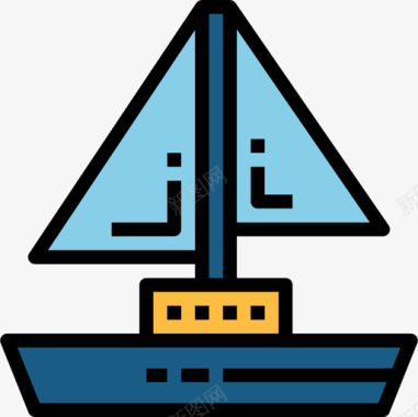 帆船运输108线型颜色图标图标
