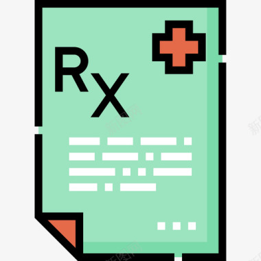 处方健康46线性颜色图标图标