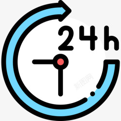 6小时24小时公共标志6线性颜色图标高清图片