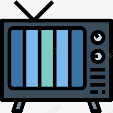 电视广播电台4台线性彩色图标图标
