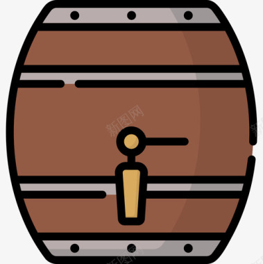 桶啤酒34线性颜色图标图标