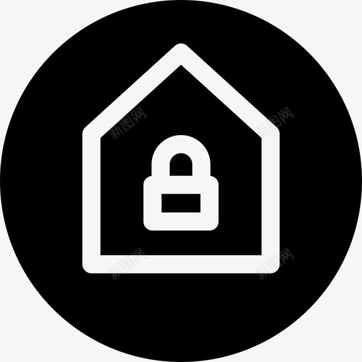 家房子锁图标svg_新图网 https://ixintu.com 安全 徽章 房子 挂锁 财产