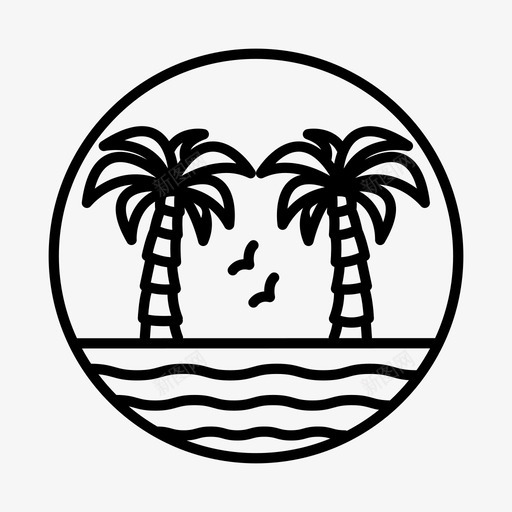 海滩假日棕榈树图标svg_新图网 https://ixintu.com 假日 图标 度假 棕榈树 海滩 海边