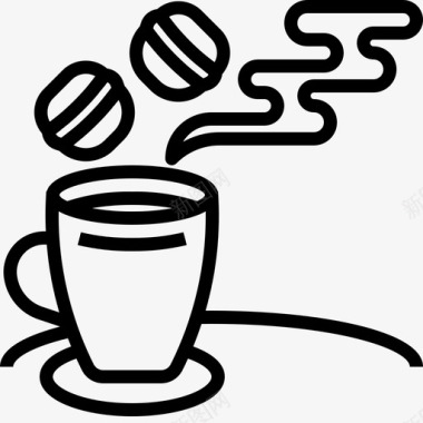 茶与马卡伦咖啡馆咖啡图标图标