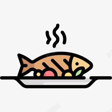 动物84号餐厅线性颜色图标图标
