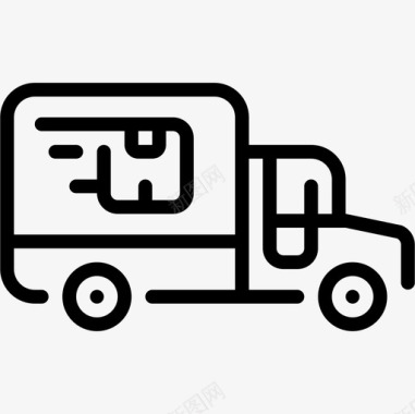 送货车购物和商店7线性图标图标