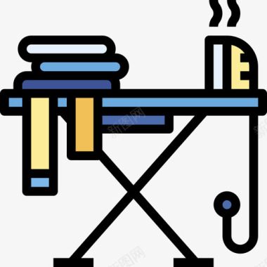熨衣板洗衣房23线性颜色图标图标
