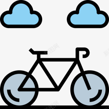 自行车休闲旅游8线颜色图标图标