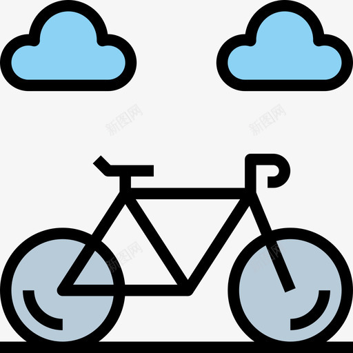 自行车休闲旅游8线颜色图标svg_新图网 https://ixintu.com 休闲 旅游 自行车 颜色