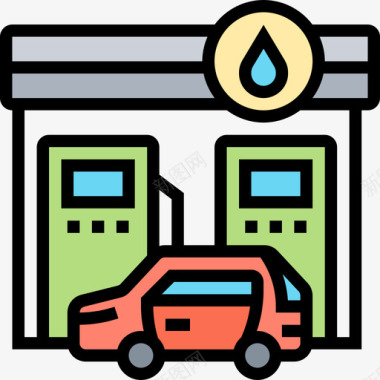 加油站汽车服务2线性颜色图标图标