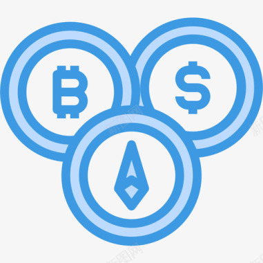 加密货币加密货币和比特币5蓝色图标图标