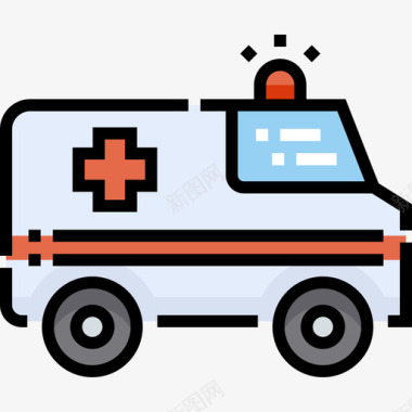救护车健康46线性颜色图标图标