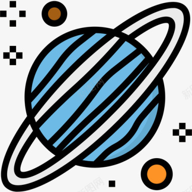 天王星127号太空线性颜色图标图标