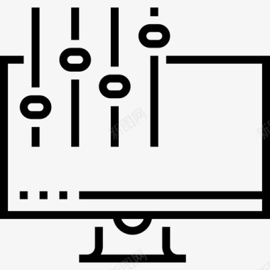 计算机音频和视频18线性图标图标