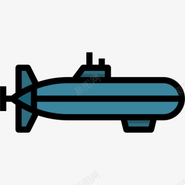 潜艇军用32线性颜色图标图标