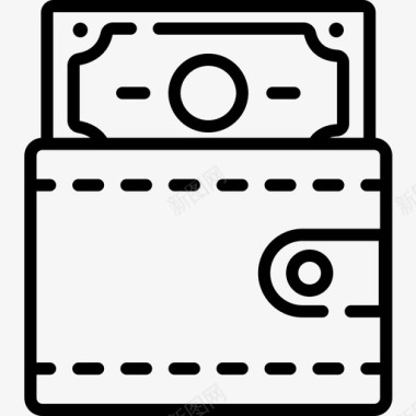 钱包旅行应用程序18线性图标图标