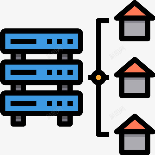 家庭计算机网络4线颜色图标svg_新图网 https://ixintu.com 家庭 计算机网络 颜色