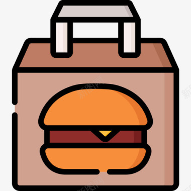 食品配送袋44线性颜色图标图标