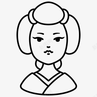 艺伎化身女性日语图标图标