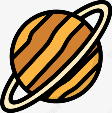 土星127号太空线性颜色图标图标