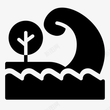 海啸灾难自然图标图标