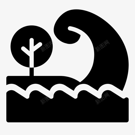 海啸灾难自然图标svg_新图网 https://ixintu.com 海啸 海洋 海浪 灾难 自然