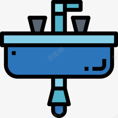 水槽水管工9线性颜色图标图标