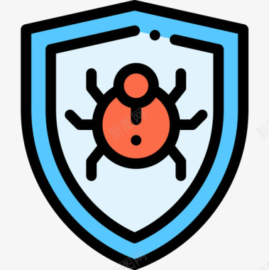 防病毒保护和安全15线性颜色图标图标