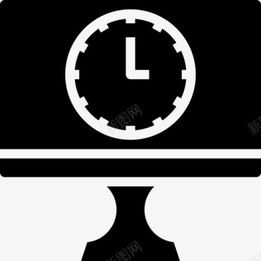 时钟计算机显示实心填充图标图标