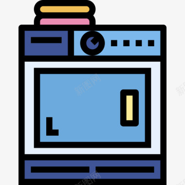 干衣机洗衣房23线性颜色图标图标