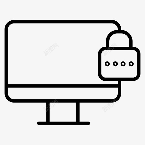 电脑锁保险箱图标svg_新图网 https://ixintu.com 保安 保险箱 安全 电脑 锁