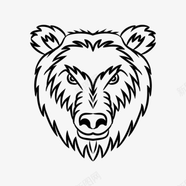 熊吉祥物熊头野生动物图标图标
