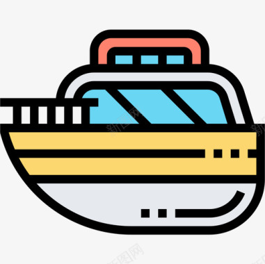 船运输和车辆3线性颜色图标图标