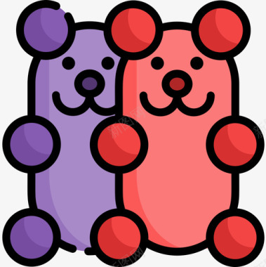 软糖熊糖果和糖果14线性颜色图标图标