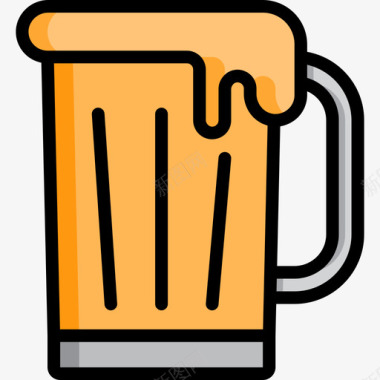 啤酒酒精饮料3线性颜色图标图标