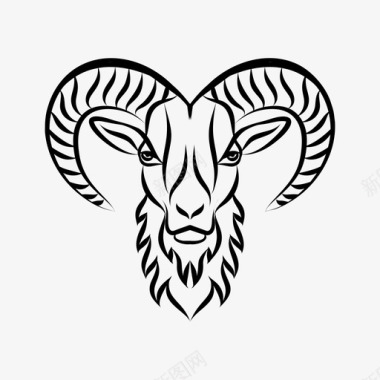 大角羊头动物吉祥物大角羊图标图标