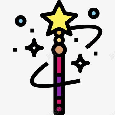 魔杖魔术师3线性颜色图标图标