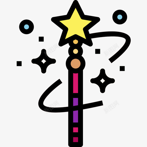 魔杖魔术师3线性颜色图标svg_新图网 https://ixintu.com 线性颜色 魔术师3 魔杖