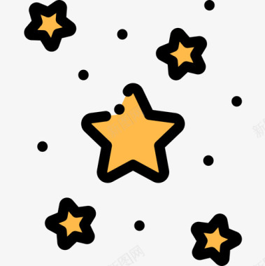 星星自然69线性颜色图标图标