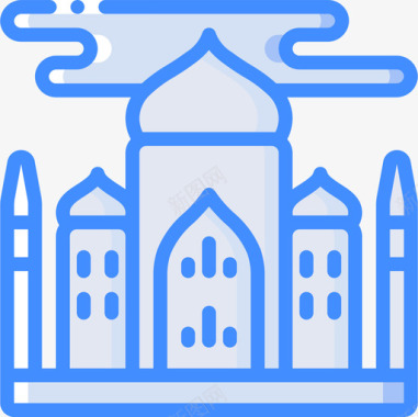 泰姬陵地标和纪念碑4蓝色图标图标