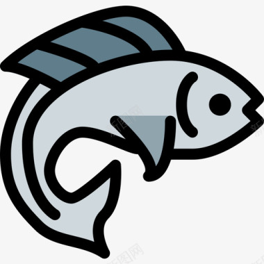 鱼动物43线形颜色图标图标