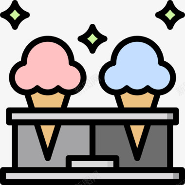 冷冰淇淋24线性颜色图标图标
