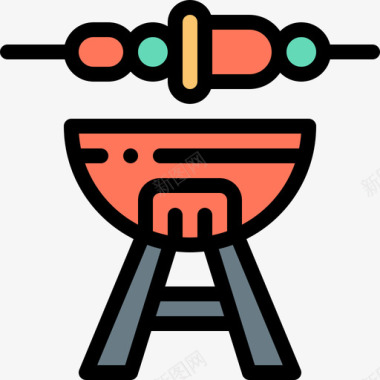 烧烤自由时间29线性颜色图标图标