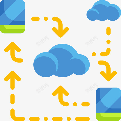 传输云技术18扁平图标svg_新图网 https://ixintu.com 云技术18 传输 扁平