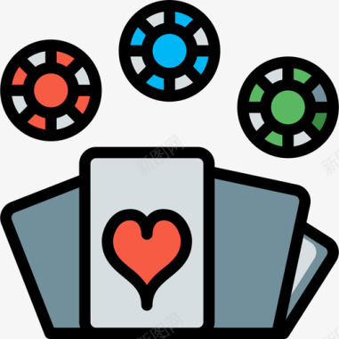 扑克赌博21线性颜色图标图标