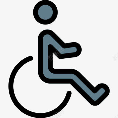 轮椅象形图4线颜色图标图标